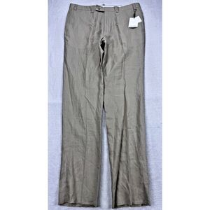 Calvin Klein 100% linen‎ Pants Men 38 Flat Front RAW HEM Tan Suit Separates NWT